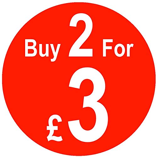 Buy X for £X Multi Buy Price Stickers - Red, 2 for £3, 20mm, 100 — image 1