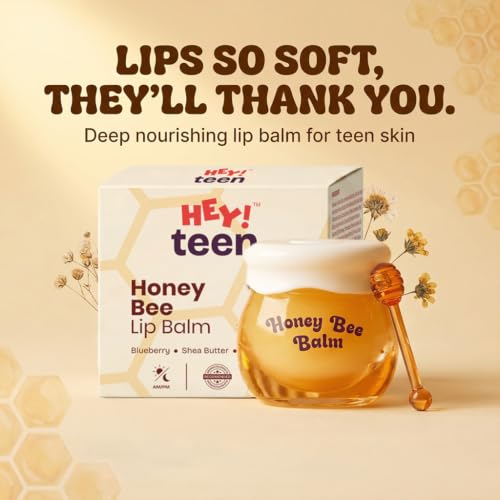 Image of HEY TEEN Honey Bee Lip Balm | Red Honey, Shea Butter & Seabuckthorn Oil | Natural Moisturizing & Repairing | Glossy Finish | 8 ml