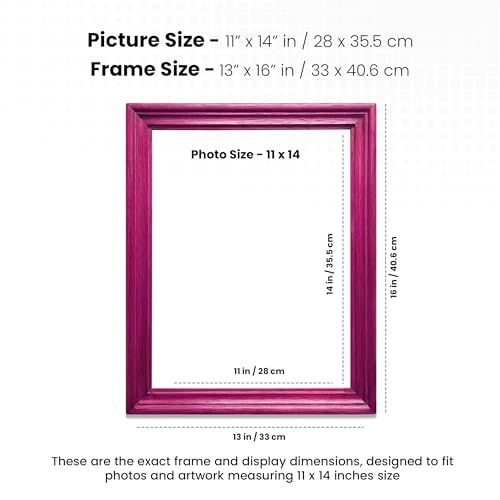 Image of Handmade Wooden Photo Frame, 11 x 14 inch Display for Artworks, Pictures and Photos of Your Loved Ones, Best for Home, Office, Wall Decor, Living Room, Bedroom, Pink Robin
