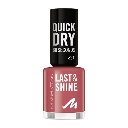 MANHATTAN Last & Shine schnelltrocknender Nail Polish veganer & tierversuchsfreier Nagellack langanhaltend ultraglänzendes Finish 8ml Fb. 150 Sweet Macaron
