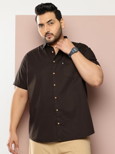 Image of Thomas Scott Men's Premium Slim Fit Casual Shirt | 100% Cotton Twill | Short Sleeves | Spread Collar | Solid Smart Casual Shirt for Men