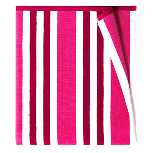 Teqqo Luxury Oversized Beach Towel - Extra Large 35 X 70Inch Thick Pool Towel, Quick Dry Cotton Big Swimming Towel, Red Striped Soft Cabana Towels For Adults/Women/Men/Teens/Boys/Girls #TOP18