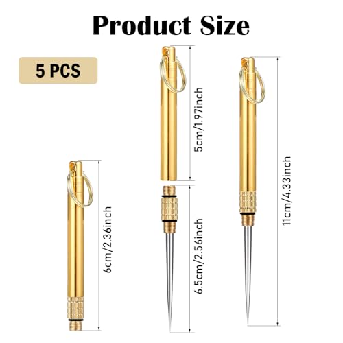 Image of 5 Pcs Portable Toothpicks with Key Ring Metal Titanium | Multifunctional, For Outdoor Picnic and Camping