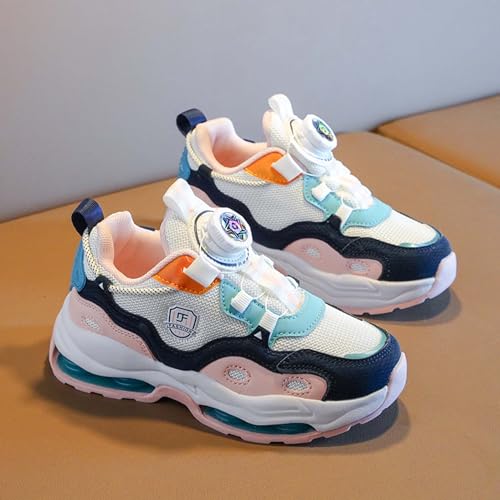 Kids Sneakers for Boys Girls Super Light Shock Absorption Stable Running Shoes Low Top Non Slip Breathable Casual Walking Shoes Color Blocking Style Training Shoes Sport Athletic,11~5 Sizes2