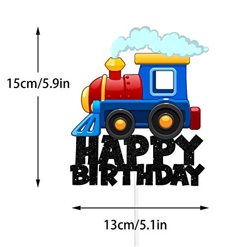 Classic Steam Train Happy Birthday Cake Topper,Traffic Transportations Themed Birthday Party Decoration Supplies,Child Favorite Train Cake Decoration #TOP1