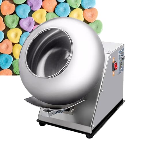 Kindevieft Automatic Tablet Coating Machine Chocolate Coating Machine Sugar Coating Pan Table Top Small Commercial Mini Chocolate Panning Machine, Coater Sugar Pan Peanut Nut Coating Machine