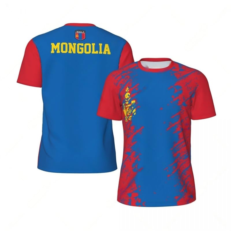 T-Shirt Football Mongolie Homme Maillot de Sport Respirant Col Rond