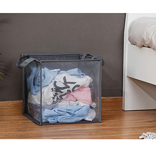 Laundry Hamper Bag With Handles,Portable &Collapsible Dirty Clothes Mesh Basket Foldable For Washing Storage, Kids Room,Dorm Or Travel (Black, Single-Layer) #TOP1