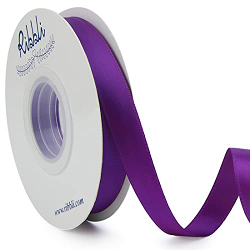Ribbli Purple Double Faced Satin Ribbon 1/2 Inch x Continuous 25 Yards Use for Craft Bows Bouquet Gift Wrapping Wedding Decoration Floral Arrangement