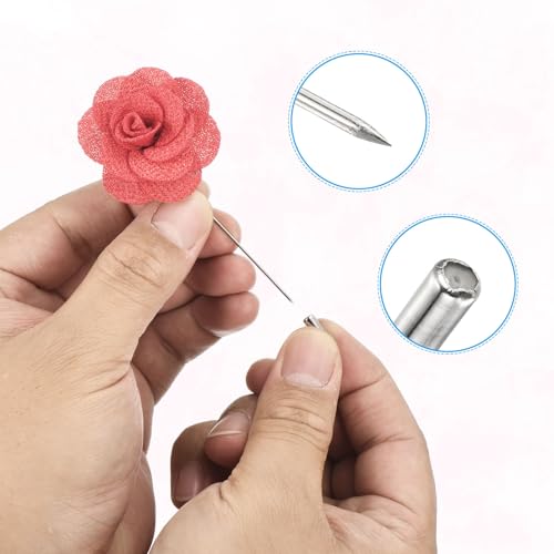Image of PATIKIL Flower Boutonnieres Pin, Handmade Camellia Lapel Pin for Men Women Suit Wedding Graduation Anniversary Brooch Outfit Accessories