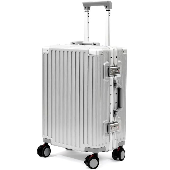 Carry On Luggage 22x14x9 Airline Approved, Zipperless Luggage Carry On, Hard Shell Suitcases with TSA Lock, Lightweight Carry On Suitcases with Aluminum Frame (silver, 20inch)