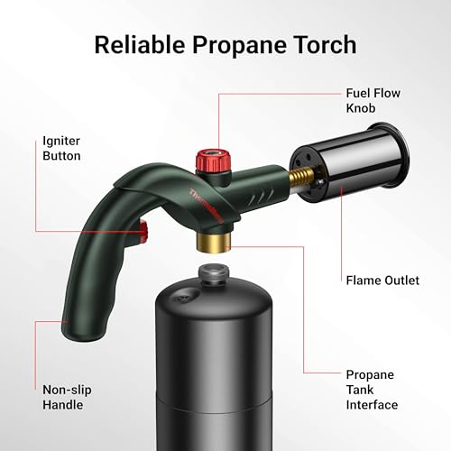 Image of ThermoMaven Propane Torch Head, Cooking Torch for Grill, Up to 3272F Flame Temp, Adjustable Flame, Propane Torch Tank Not Included