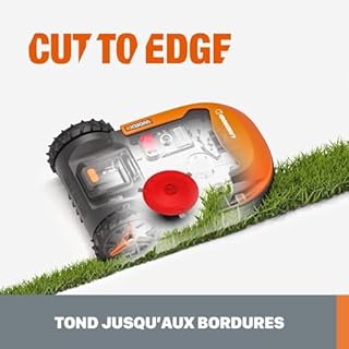 WORX Landroid Plus WR165E Robot Tondeuse Connecté e t Intelligent, 500 m² Surf.Max 600 m², Installation Facile, Configurable, Pente 35%, détecteur de Pluie, Coupe près des Bordures, Tonte Rapide
