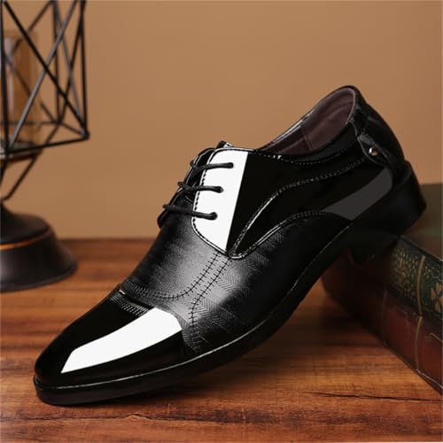 Men's Patent Leather Dress Shoes Lace-up Formal Oxfords Business Tuxedo Suit Shoes Black2