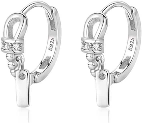 Reffeer Solid 925 Sterling Silver Minimalist Hoop Earrings for Women Teen Girls CZ Hoop Earrings Cartilage Helix Hoop Earrings Huggie
