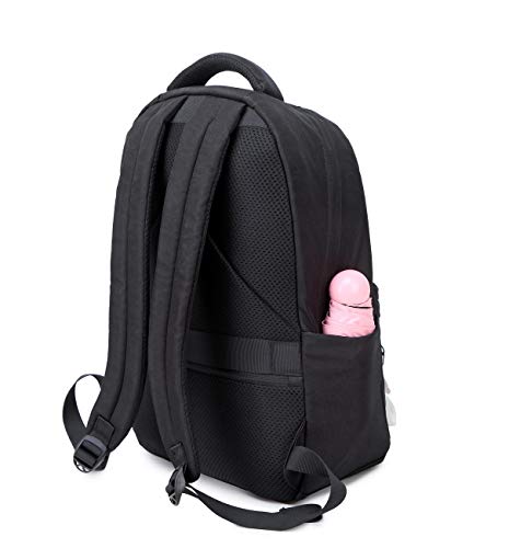 Acmebon Mädchen Klassische Schule Rucksack Solid Farbe Buch Tasche für Teenager Casual Daypack Schwarz