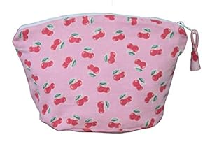 HVE Printed Cherry Makeup Pouch for Womens | Stylish Pouches for Makeup Accessories & Travel Organiser, Cosmetic Pouch, Toiletry Make up Bag for Girls|Pink