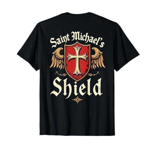 Archangel Michael Shield, Backprint T-Shirt