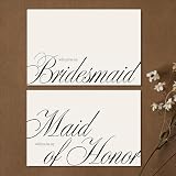 Whaline 10Pcs Bridesmaid Proposal Cards with Envelopes Stickers Classic Black Will You Be My Bridesmaid Maid of Honor Invitation Card for Wedding Bridal Shower Party Supplies