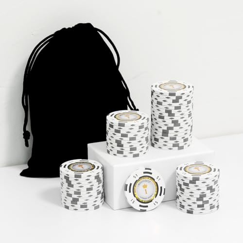 Nmroim 50 Pieces Clay Composite Poker Chips with a Durable Chip Bag, Create a Real Casino Atmosphere, Suitable for Poker Game Nights (A $1)