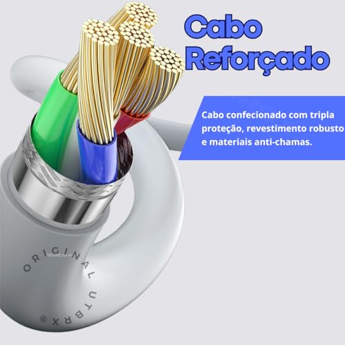 Carregador Turbo Tipo C 40W - Porta Dupla (USB-C + USB-A) + Cabo, Compatível com Todos Dispositivos