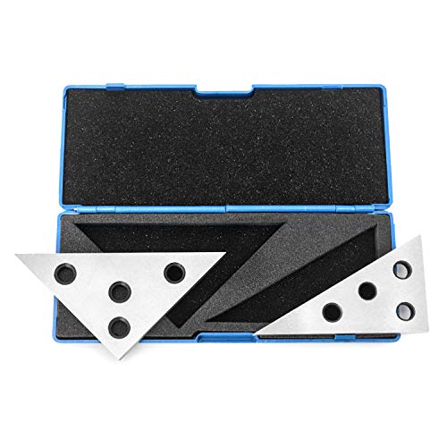 Qwork Solid Angle Plate Set, 2 Pcs Triangle Angle Block, 30-60-90 Degree&45-45-90 Degree, Precision Machinist Measurement Tool #TOP5