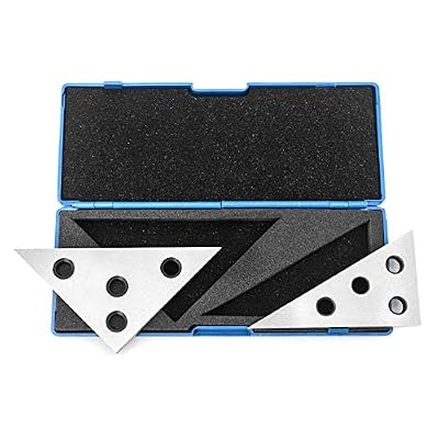 QWORK Solid Angle Plate Set, 2 Pcs Triangle Angle Block, 30-60-90 Degree&45-45-90 Degree, Precision Machinist Measurement Tool