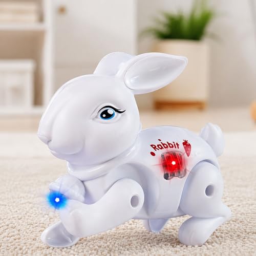 Image of Toyshine Battery Operated Cute Interactive Walking Rabbit with Light & Sound Cuddly Electronic Pet Educational Features Toy for Kids - White