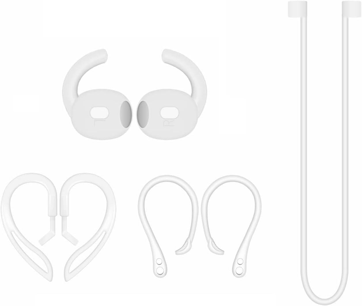 Anti-Slip 4 Sets Compatible with AirPods Pro 2nd /1st Generation, Air Pods Pro Adjustable Ear Hookds Earhook Tips Wing Tips Strap Earbuds Hooks for airpod pro 1/2, White ap14p
