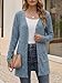 Cicy Bell Damen Lang Button Down Cardigan Elegant Langarm Strikjacke mit Tasche Open Front Sweaters Blau M