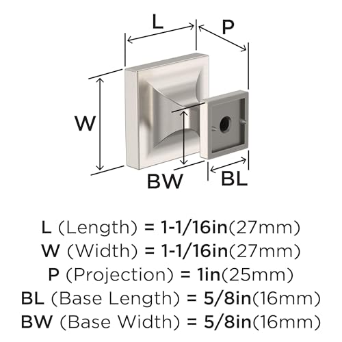 Image of Amerock 25 Pack 1-1 /16 inch Square Pedestal Satin Nickel Cabinet Knob | Durable Zinc drawer knob and cabinet hardware, ideal for kitchen cabinets, bathroom vanities, dressers, and furniture
