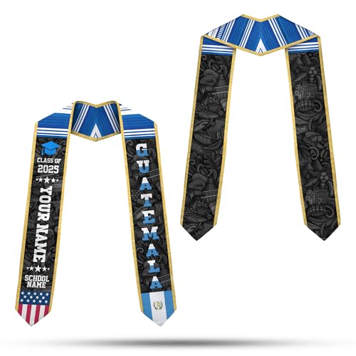 MonkeyVan Custom Guatemala Graduation Sash, Personalized Guatemalan Graduation Sash 2025, Guatemala American Graduation Sashes Gtm5