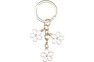 White Daisy Enamel Charm Keychain