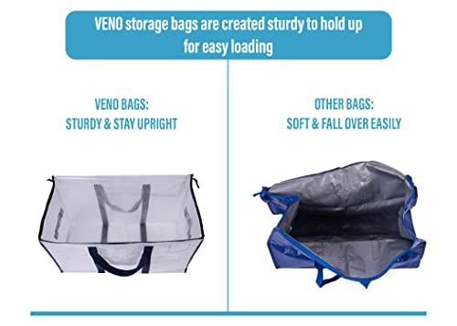 Veno 4 Pack Extra Large Transparent Moving Storage Bags With Zippers, Foldable Heavy-Duty Tote For Space Saving, Alternative To Moving Boxes, Packing Supplies, Plastic Storage Bins (Clear, 4 Pack) #TOP5