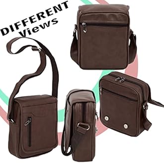 Storite 10 Inch Stylish Small PU Leather Sling Cross Body Travel Office Business Messenger One Side Shoulder Bag for Men & Women (TanBrown - 25.5 x 7 x 20cm)