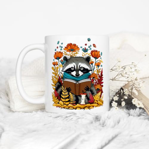 Taza de cerámica Loftipop con diseño otoñal y mapache 11oz miniatura 3
