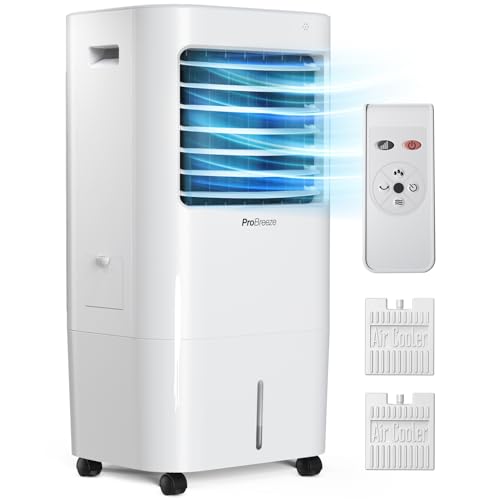 Pro Breeze 4-in-1 Air Cooler with 10 Litre Capacity Remote Control 3 Fan Speeds & LED Display. Powerful Evaporative Air Cooler with Built-in 7.5 Hour Timer & Automatic Oscillation for Home & Office