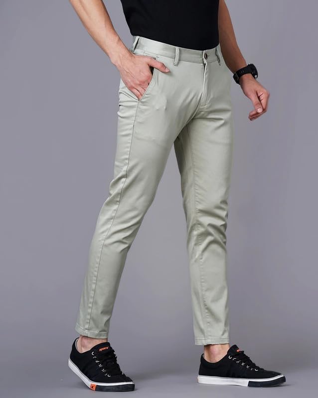 Image of British Club 100% Cotton Slim Fit Flat-Front Trousers for Men | Tailored Design for a Clean Look | Versatile for Office & Casual Wear | Lightweight Breathable Fabric | Black