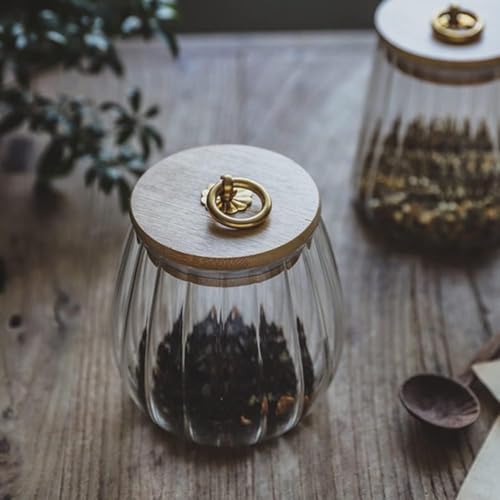 Image of Set of 2 Pumpkin-Shaped 600ml Glass Storage Jars with Bamboo Lids - Airtight Oval Canisters for Cookies, Snacks, and More