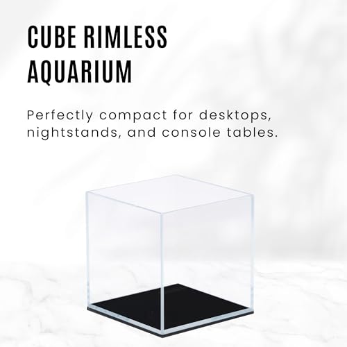 Image of Ultum Nature Systems Ultra Clear Rimless Aquarium - Low Iron Glass Fish Tank with 45 Mitered Edges, 5mm-12mm Thick, Leveling Mat Included (25C, Cube, 4 Gallon)