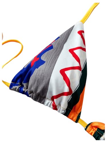 SweatyRocks Women's 2 Piece Halter Bikini Set Boho Striped Swimsuit High Waist Beach Skirt Bathing Suit4