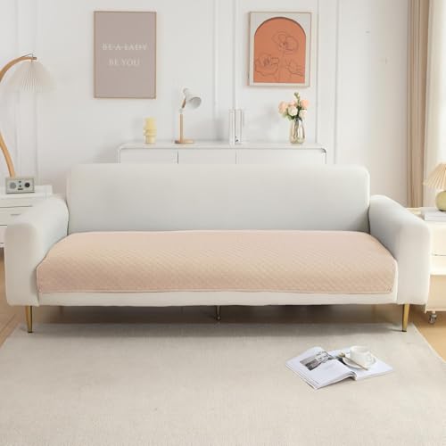 Image of HOKIPO Quilted Sofa Cover Mat for 2 Seater Sofa, Beige (NEW-IN-720-BGE)
