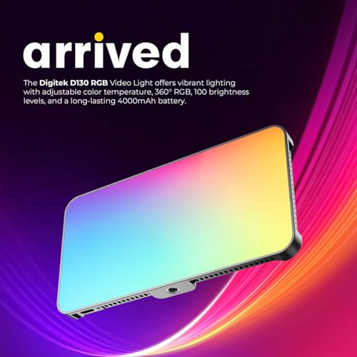 Image of Digitek (LED-D130 RGB) 12W Portable Video LED Light, 130pcs LED with 2500K±9900K, Built-in 4000mAh Battery, 21 FX Modes, HSI 360, 0-100% Brightness Control, 1 /4 inch Screw Mount, for Photo & Videography