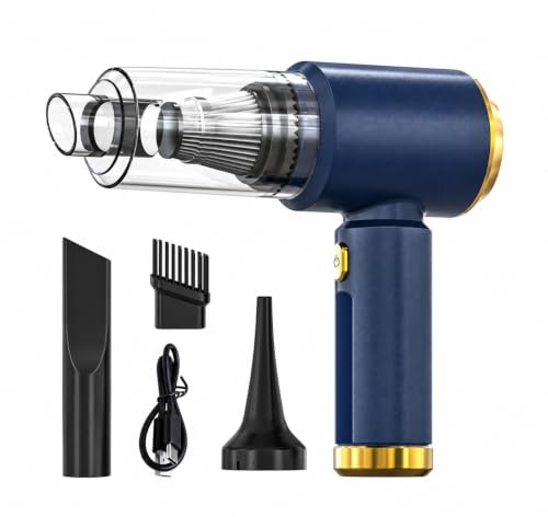 PESOMA Wireless Car Vacuum Cleaner 2 in 1 - Portable and Handheld High Power Rechargeable Vacuum Cleaner for Car for Wet and Dry CarCleaning 2 in 1 DC 12V, 120W 5.5 KPA with HEPA Filter-Blue-112