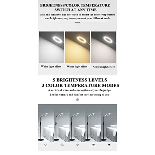 Lampadaire à bras oscillant réglable 3 couleurs pour fauteuil de lecture