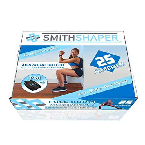 SmithShaper® PRO Ab Squat Roller | Full Body Workout | Get Fit - 25 Exercises! Ab Rollouts, Squats, Plank Walks, Core Strengthening & More | 1 yr. Free SQUATX Exercise App