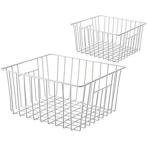 SANNO Aufbewahrungskorb 26cm x 28cm x 14cm 2er set, Kühlschrank Organizer, aus Eisen Cover