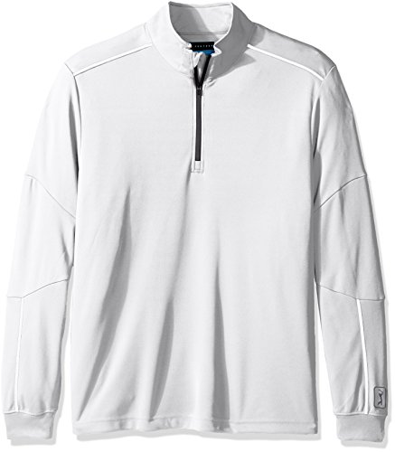 PGA TOUR Men's Elements Long Sleeve Water Repellent 1/4 Zip Mock Sweater, Bright White, L PGA TOUR Men's Elements Long Sleeve Water Repellent 1/4 Zip Mock Sweater, Bright White, L