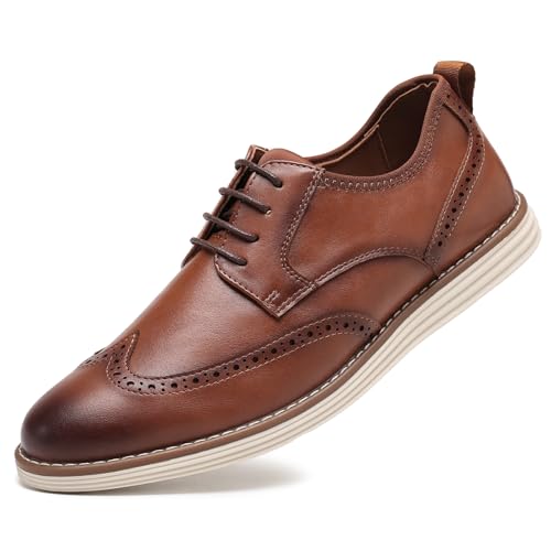 Men's Leather Wingtip Oxford Shoes Classic Lace Up Casual Dress Sneakers Comfortable Business Office Formal Shoes