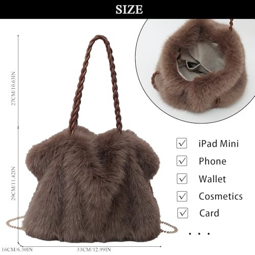 Bolso de mano mullido para mujer con piel sintética miniatura 4